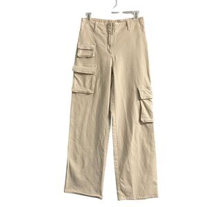 Aritzia Wilfred Modern Cargo wide leg pants Beige carpenter High Rise utility